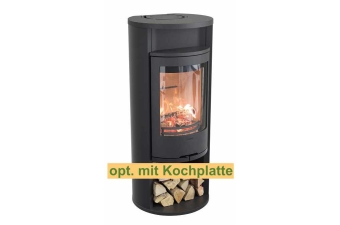 Kaminofen Contura 610 Style Korpus schwarz Abdeckung Aluminium Warmhaltefach