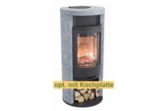 Kaminofen Contura 620T Style Korpus schwarz Abdeckung Speckstein Warmhaltefach