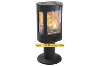 Kaminofen Contura 886G Style auf Säulenpodest Korpus schwarz Abdeckung Aluminium Glasfront Lagersale