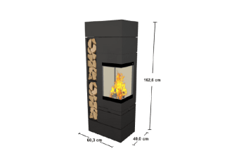 Kaminofen Skantherm Elements 2.0 RLU schwarz mit Holzlege