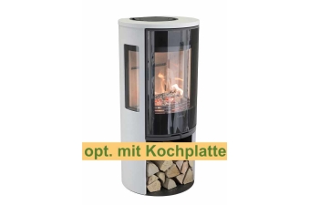 Kaminofen Contura 556G Style Korpus weiß Abdeckung Aluminium Glasfront