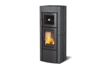 Kaminofen La Nordica Ester Forno Evo Naturstein dunkel Vulcan mit Backrohr