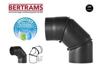 Rauchrohrbogen Bertrams 0° - 90° schwarz Ø 150 mm mit Putztür