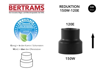 Reduzierung Bertrams schwarz Ø Ofen 150 - Kamin 120 mm