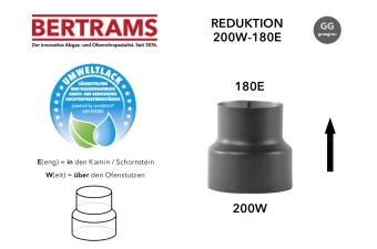 Reduzierung Bertrams gussgrau Ø Ofen 200 - Kamin 180 mm