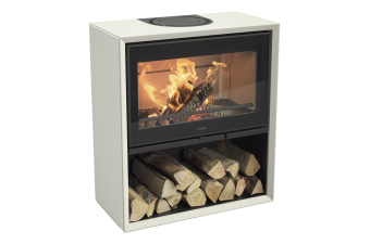 Kaminofen Contura 310G Stahl weiß Glasfront