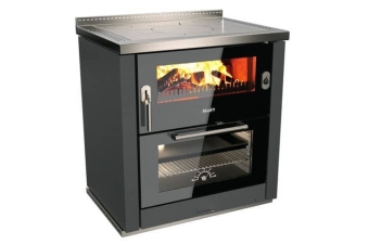 Tischherd Rizzoli ML 80 LUX Anthrazit  Anschluss rechts hinten und oben Stahlplatte PC2