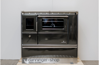 Tischherd Lohberger Rega 90 anthrazit metallic Anschluss Links Stahlplatte und mit Sichtfenster  Special Sale