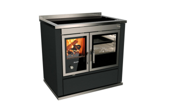 Tischherd Rizzoli S 90 Moderna Schwarz Anschluss rechts hinten und oben Stahlplatte PC 2