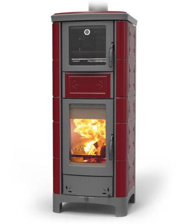 Kachelkaminofen Thermorossi Ardhea F Evo Maiolica bordeaux wassergeführt im Top Deal