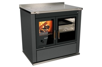 Tischherd Rizzoli S 90 Classica Anthrazit Anschluss hinten links und oben und Stahlplatte PC1