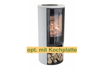 Kaminofen Contura 510G Style Korpus weiß Abdeckung Aluminium Glasfront