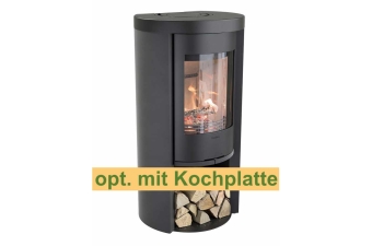 Kaminofen Contura 520 Style Korpus schwarz Abdeckung Aluminium Gusseisenfront mit Powerstone
