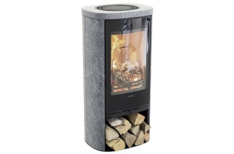 Kaminofen Contura 820TG Style Korpus schwarz Abdeckung und Seiten Speckstein Glasfront