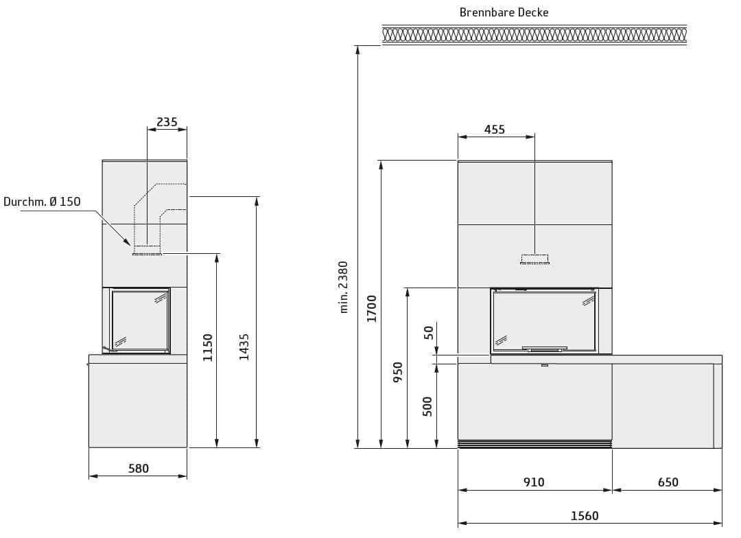 Kaminbausatz Contura i41A Artstone anthrazit Tür hochschiebbar - neues Modell – Bild 5