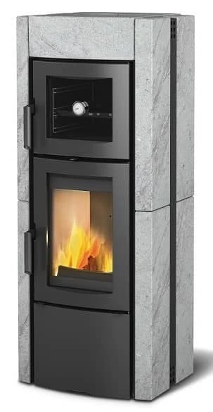 Kaminofen La Nordica Ester Forno Evo Naturstein hellgrau mit Backrohr Lagersale