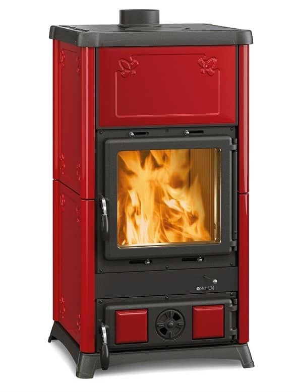 Kachelkaminofen La Nordica Fedora bordeaux mit Kochplatte für Notfälle  im Special Sale