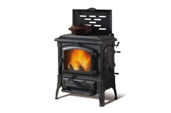 Kaminofen La Nordica Isetta con cerchi 16 schwarz Gusseisen mit Kochplatte für Notfälle im Special Sale