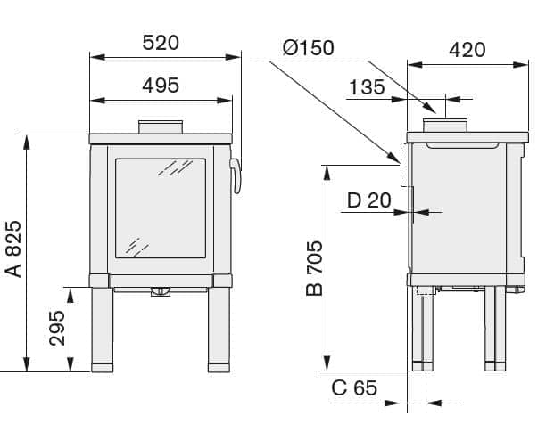 Kaminofen Contura 52 Korpus schwarz aus Gusseisen – Bild 7