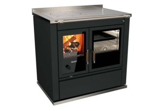 Tischherd Rizzoli ST 90 Classica Schwarz Anschluss links hinten und oben Stahlplatte PC2 wassergeführt