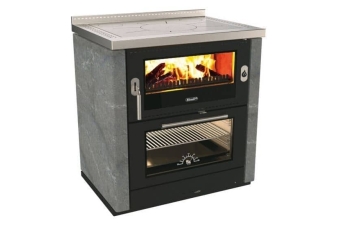 Tischherd Rizzoli ML 80 Rustik Serpentin Anschluss links hinten und oben Stahlplatte PC2