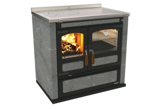 Tischherd Rizzoli L 90 Rustik Serpentin Anschluss links hinten und oben Stahlplatte PC1