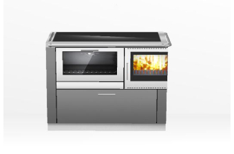 Tischherd Pertinger 110 Ökoalpin Living Panorama anthrazit Anschluss links und Cerankochfeld