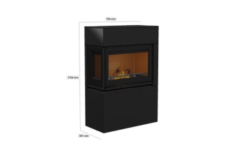 Kaminbausatz Contura MyCube Stahl schwarz Fenstereck links Gusseisenfront die neue Serie