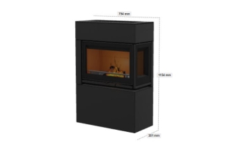 Kaminbausatz Contura MyCube Stahl schwarz Fenstereck rechts Gusseisenfront die neue Serie