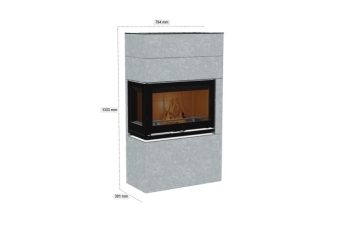 Kaminbausatz Contura MyCube T Speckstein Fenstereck links Gusseisenfront die neue Serie