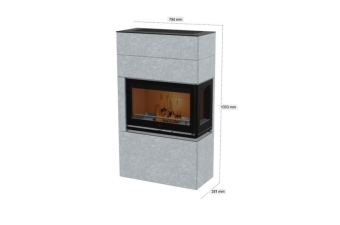 Kaminbausatz Contura MyCube T Speckstein Fenstereck rechts Gusseisenfront die neue Serie